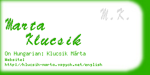 marta klucsik business card